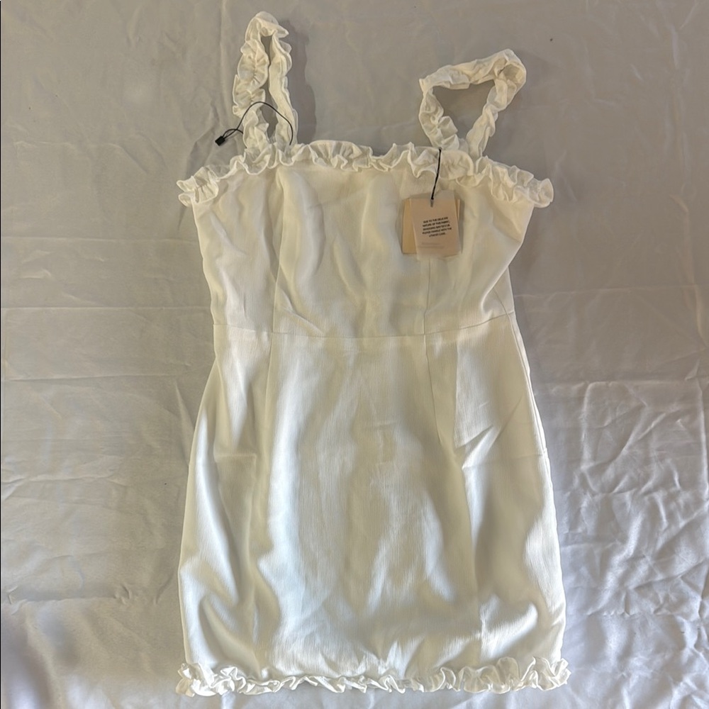 Superdown White Ruffle Mini Dress